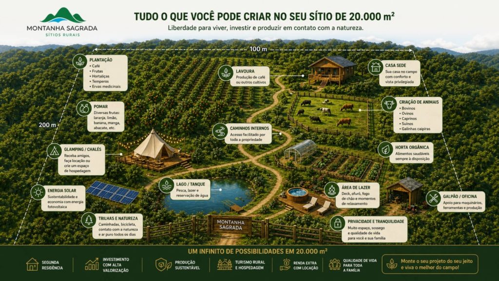 Montanha Sagrada Sítios Rurais | Lotes a partir de 20.000m² para construção de sítios e negócios.